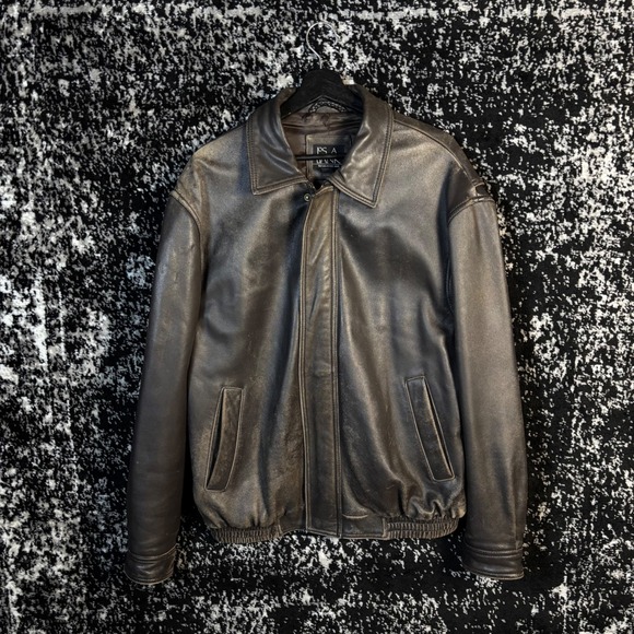 Jos. A. Bank Other - Jos A Bank Mens Brown Genuine Leather Bomber Jacket Full Zip Coat Size Medium